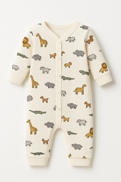 Safari Pattern Baby Onesie Unisex Organic Cotton