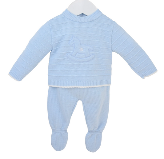 Softly knitted pale blue two piece