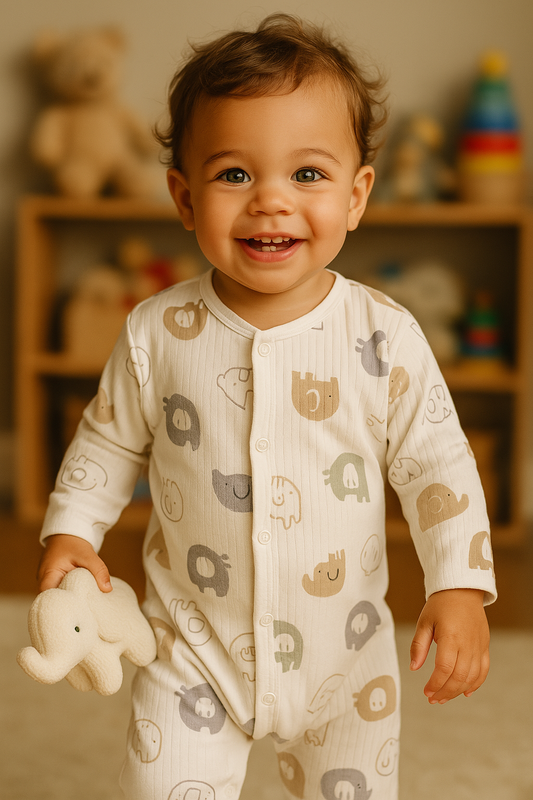 Elephant Print Baby Romper