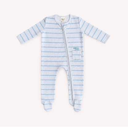 Soft blue dolphin sleepsuit