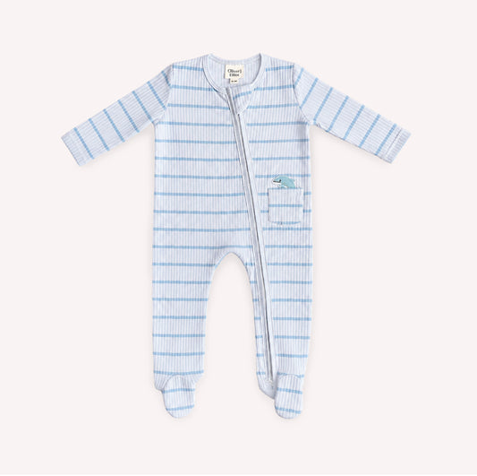 Soft blue dolphin sleepsuit